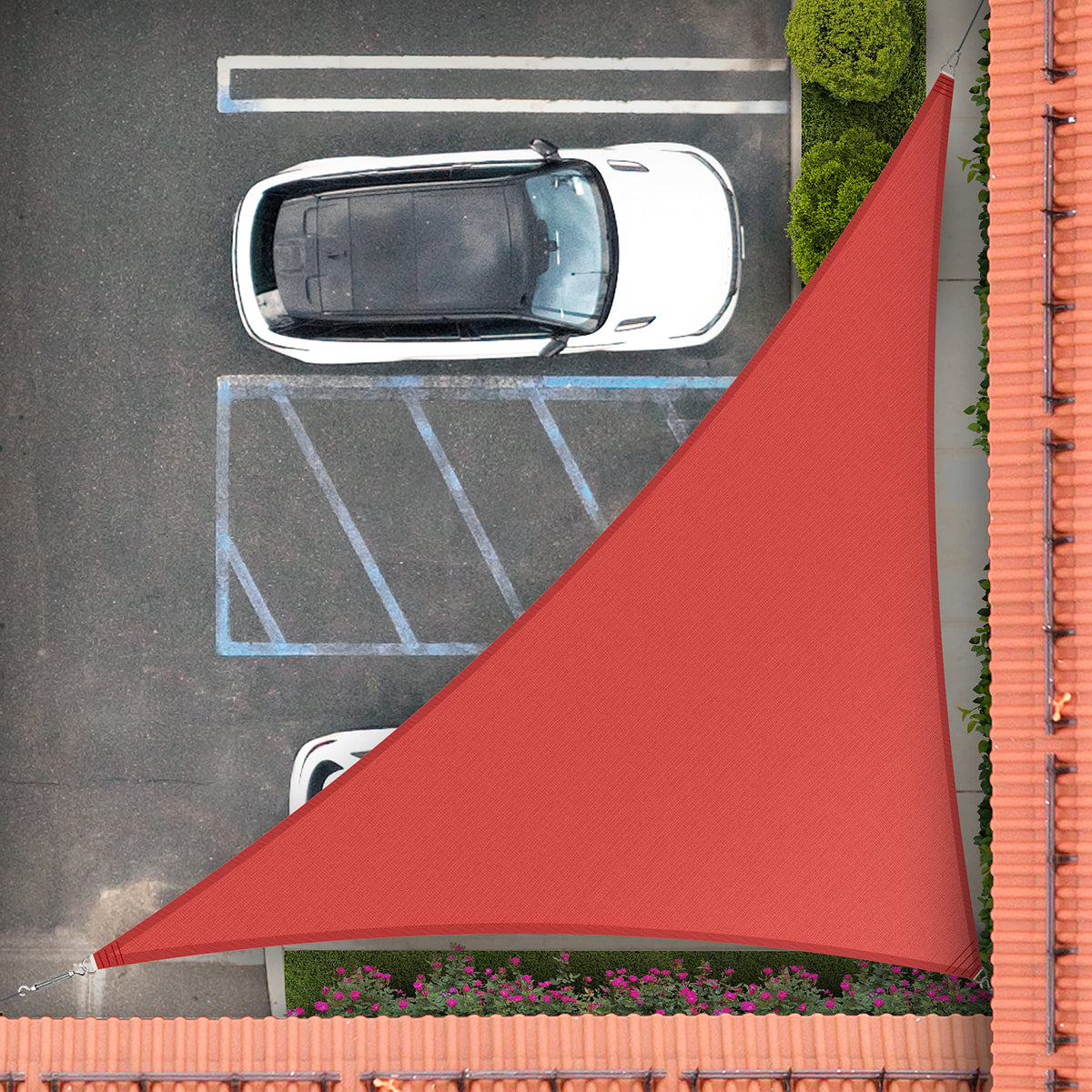Royal Shade 20' X 20' X 28.3' Red Right Triangle Sun Shade Sail Canopy Outdoor Patio Fabric Screen Rstaprt20 - Upf50+ 95% Uv Blo