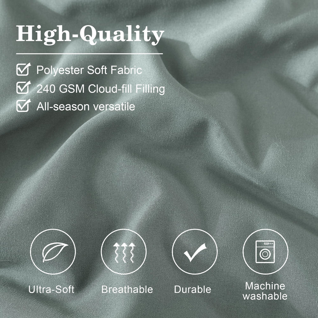 Monbix King Size Comforter Set - 7 Pieces Bed in a Bag Sage Green Down Alternative Polyester Fiber