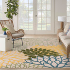 Nourison Aloha Indoor-Outdoor Green Multicolor 10' X 14' Area Rug, Easy Cleaning, Non Shedding, Bed Room, Living Room, Dining Room, Backyard, Patio, Deck (10X14)