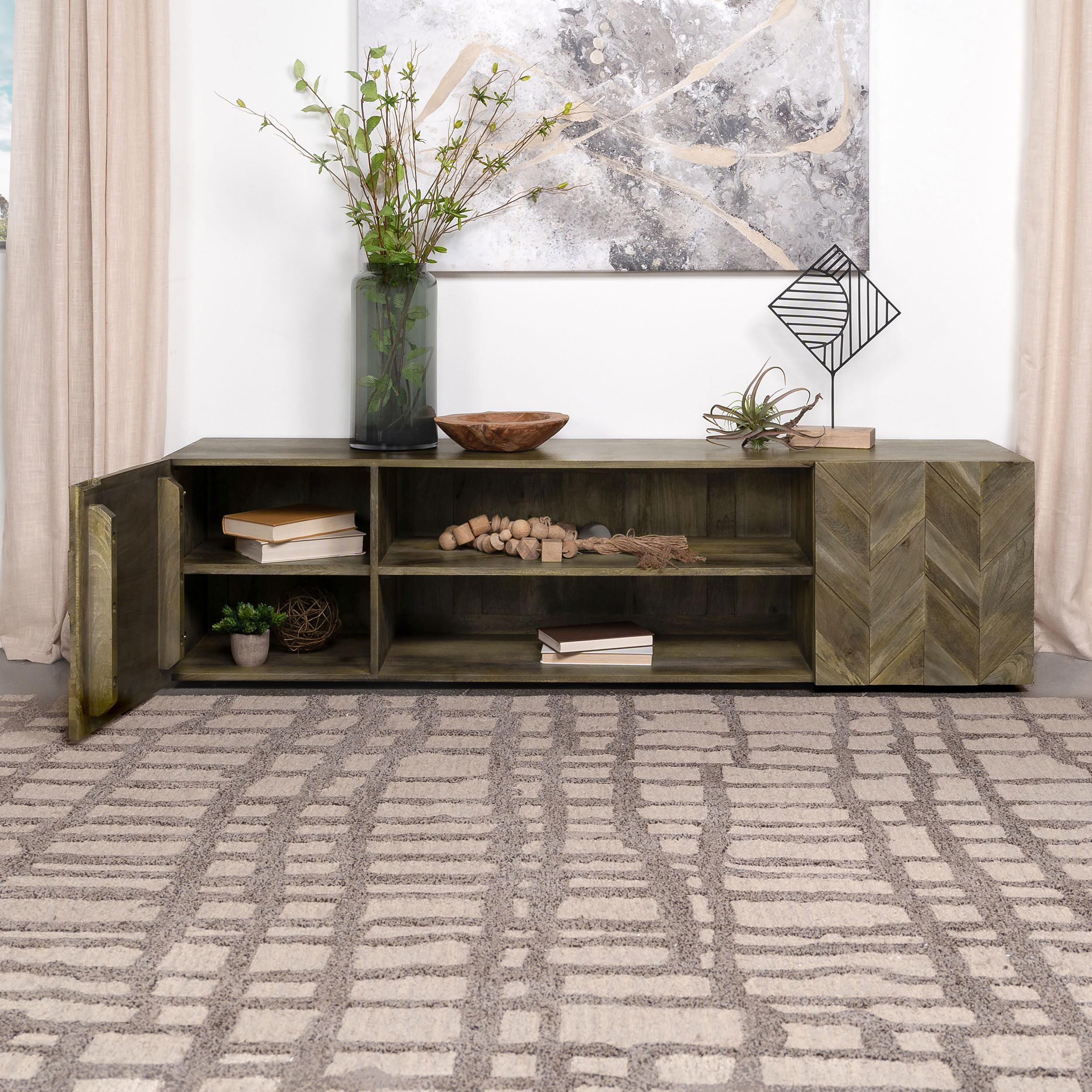 Coaster Keese 2-Door 70&quot; TV Stand with Storage Shelves Mango Brown