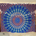 raajsee Blue Orange Tapestry Mandala Wall Hanging- Wall Tapestry For Bedroom - Aesthetic Tapestry -QUEEN 210 X 220 CMS