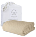 Threadmill Luxury Cotton Blankets For King Size Bed | All-Season Cozy 100% Cotton King Size Blanket | Herringbone Soft & Lightwe