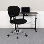 Flash Furniture Beverly Mid-Back Black Mesh Padded Swivel Task Office Chair With Chrome Base And Arms