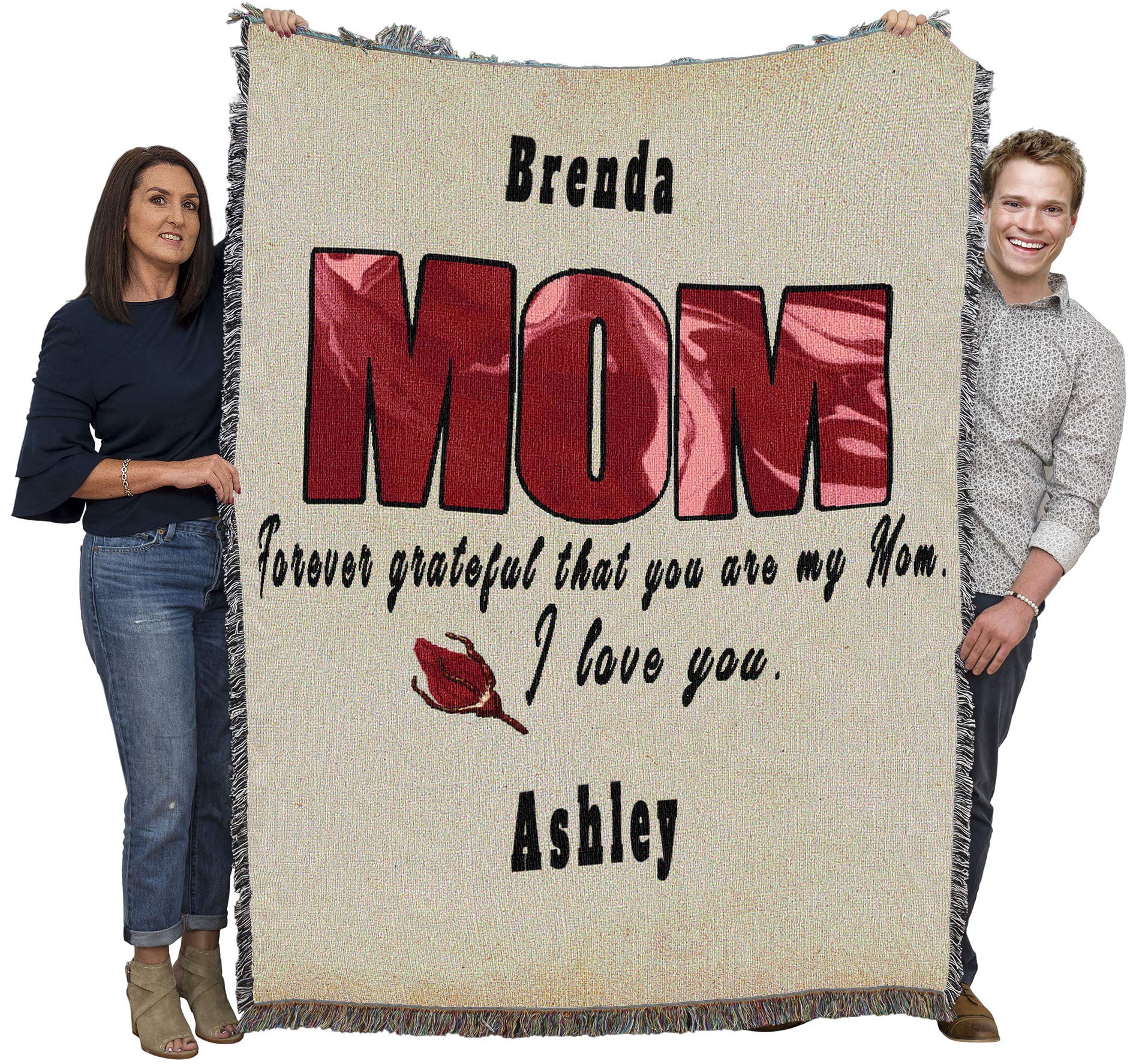 Pure Country Weavers Forever Grateful You Are My Mom Blanket - Personalized - Custom Gift Tapestry Throw Woven From Cotton - Mad
