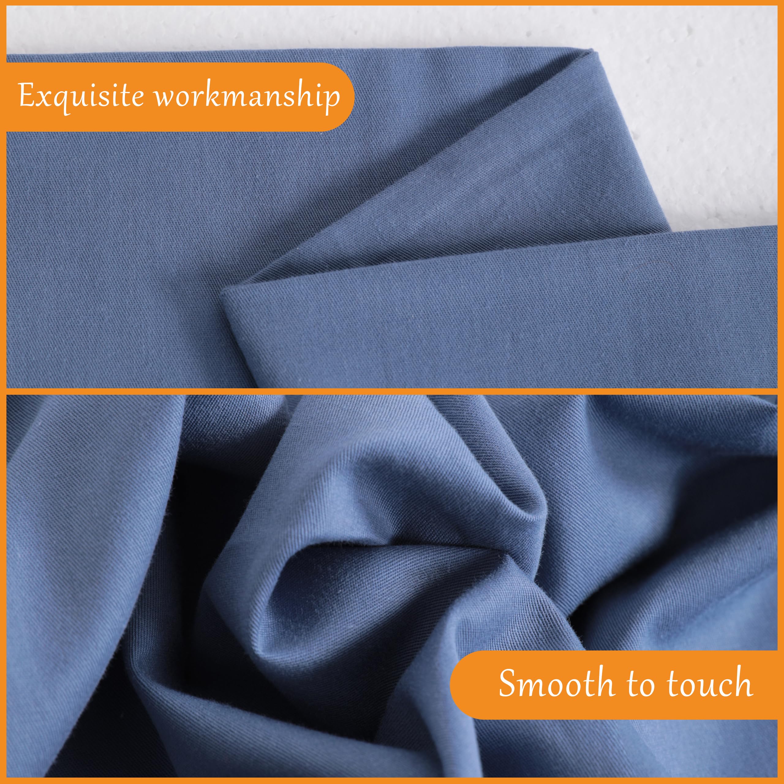 Ntbay King Cotton Pillowcases - Envelope Closure 20X36 Pillowcases Set Of 2, Breathable And Soft Bed Pillow Cases, Denim Blue