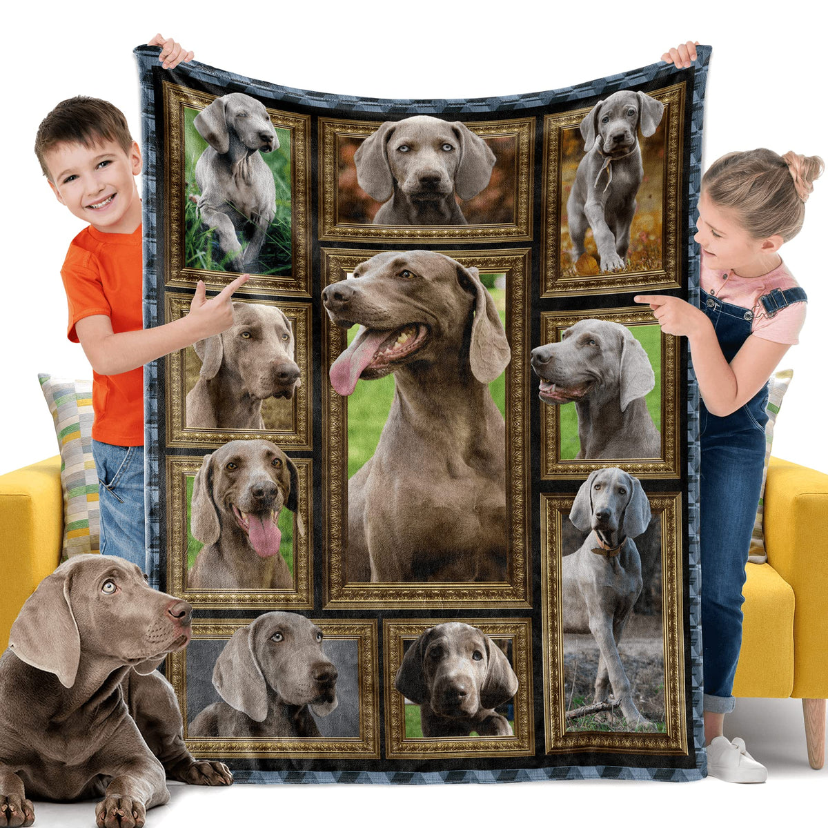 Weimaraner Dog Blanket For Kids Boys Girls, Weimaraner Gifts For Dog Lover, 40' X 50' Toddler Baby Blankets And Throws For Cou