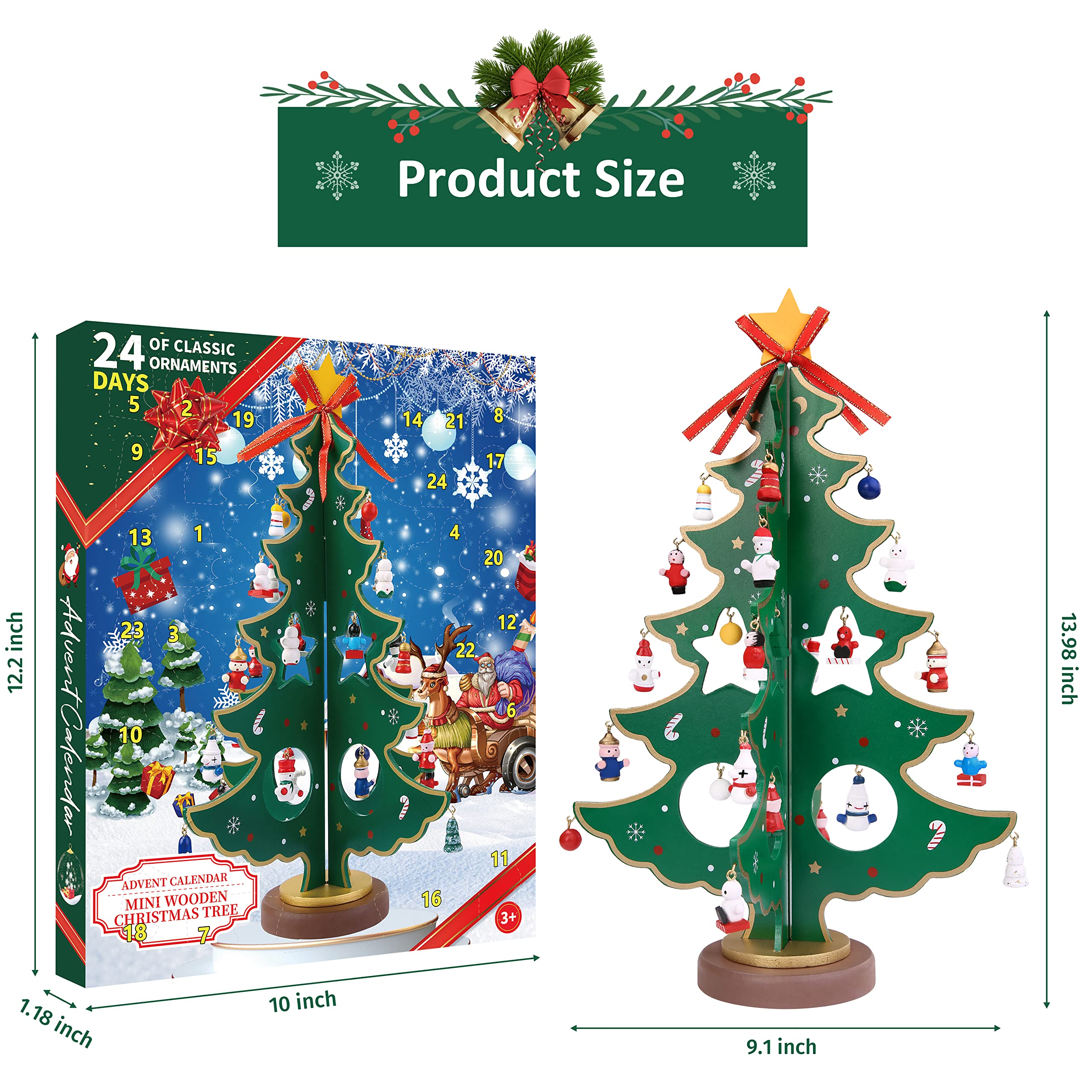 Jamfit 28 Pcs Christmas Advent Calendar 2025 With Christmas Tree Ornaments - Premium Advent Calendar For Kids, 24 Days Vintage C