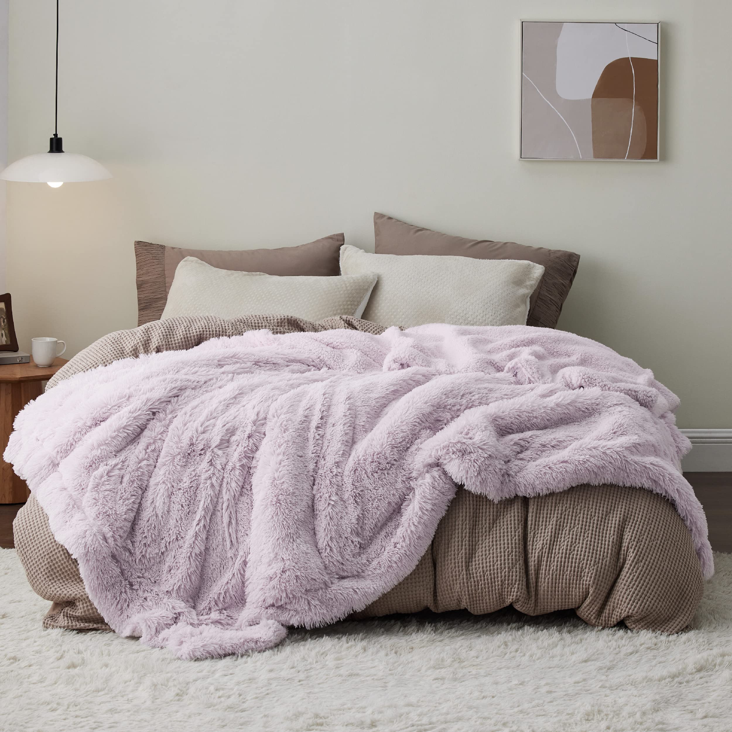 Bedsure Faux Fur King Size Blanket Lavender - Fuzzy, Fluffy, And Shaggy Faux Fur, Soft And Thick Sherpa, Cozy Warm Decorative Gi