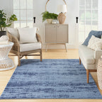 Nourison Essentials Indoor/Outdoor Solid Abstract Denim 5' X 7' Area Rug, Easy Cleaning, Non Shedding, Bed Room, Living Room, Dining Room, Backyard, Deck, Patio (5X7)