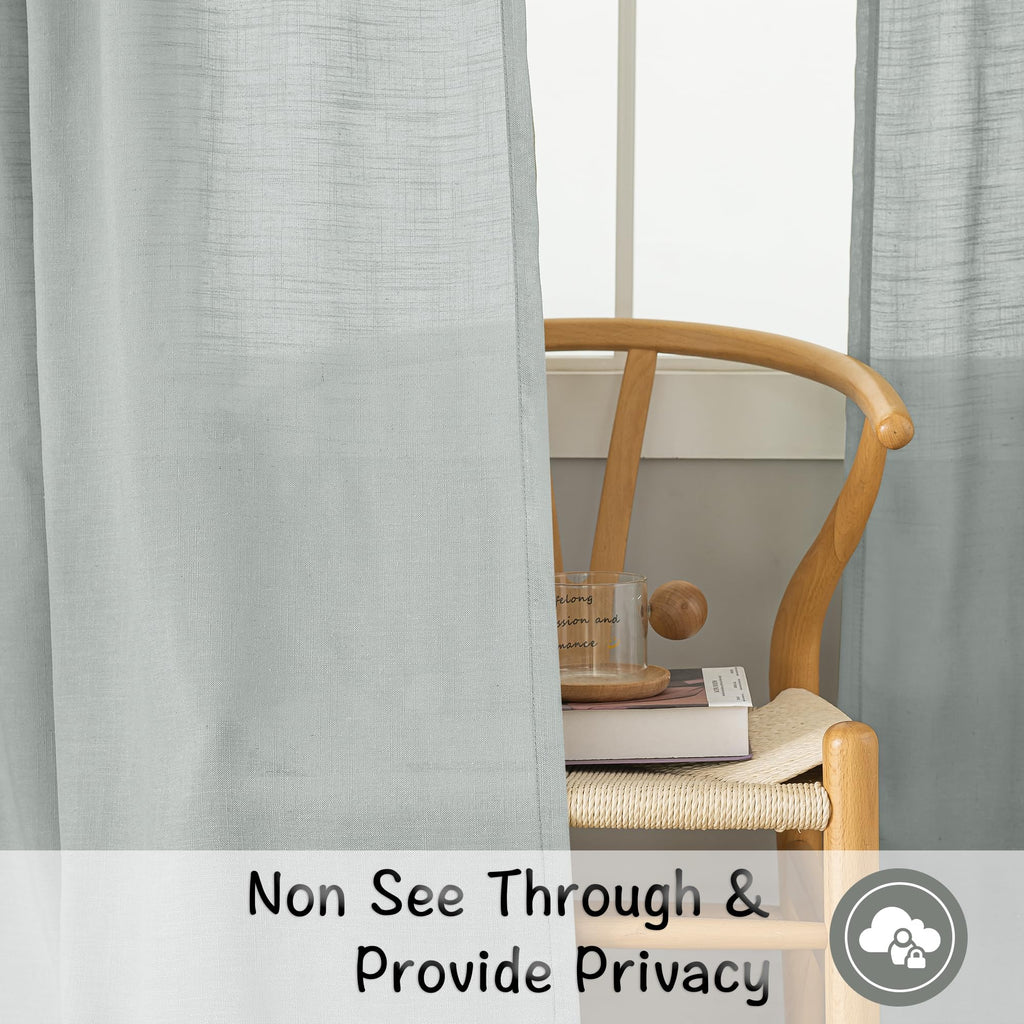 Linen 144 Inch Length Curtains For Tall Floor Ceiling Villa Living Room - Light Grey Bak Tab Hooks Pleated Easy Open Sliding Semi Sheer 144 Inch Extra Long 2 Story Window Curtains,12 Foot Curtains