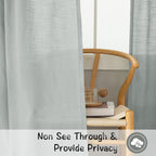 92 Inches Long Curtains Neutral Linen Back Tab & Rod Pocket Semi Sheer Privacy Bedroom Window Curtains,2 Panels Burlap Rustic Modern Farm Boho Light Filtering Linen Curtains,52' By 92',Light Grey