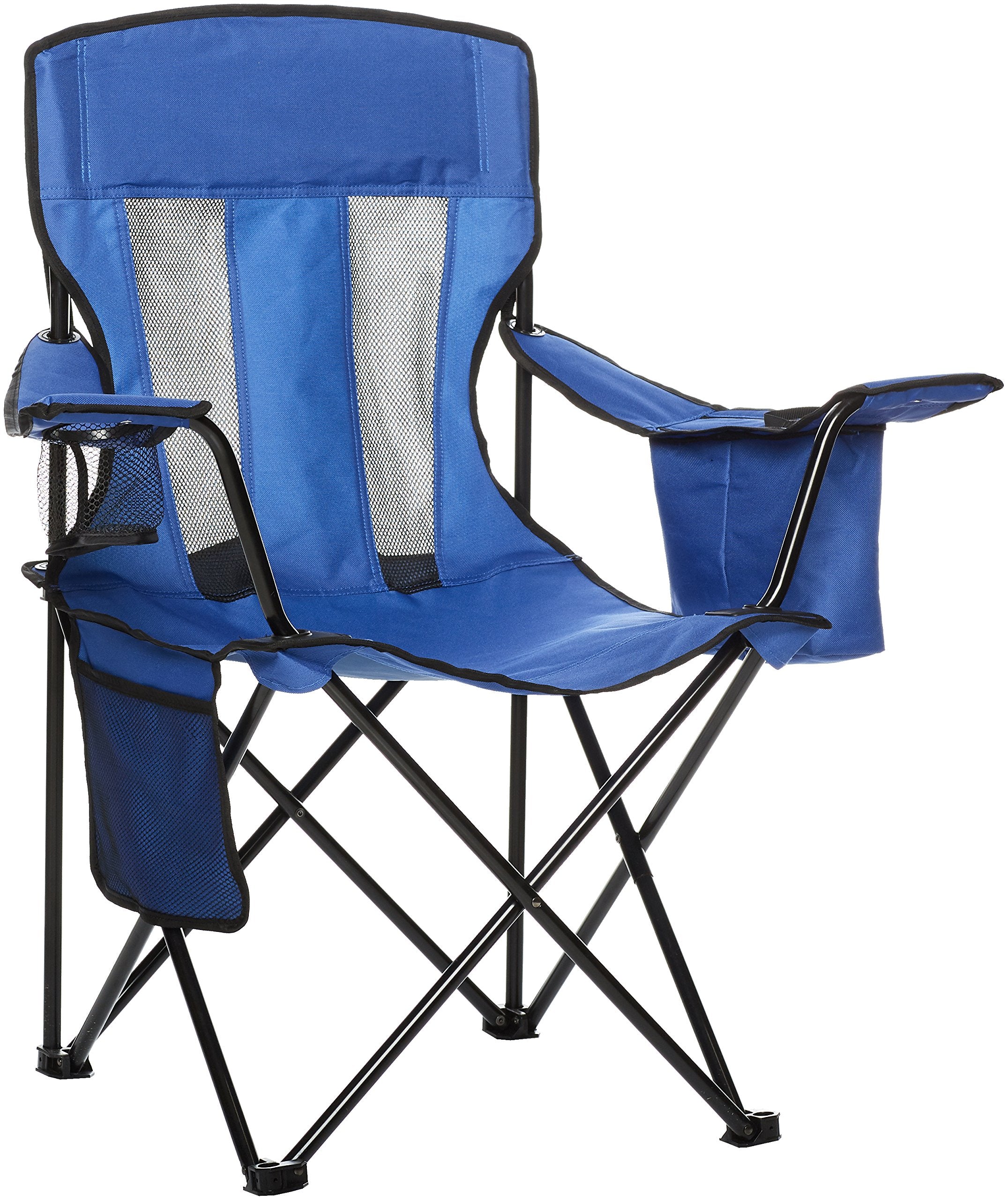 Amazon Basics Portable Camping Chair with 4-Can Cooler, Side Pocket, Cup Holder, and Carry Bag, Collapsible for Camping, Tailgat