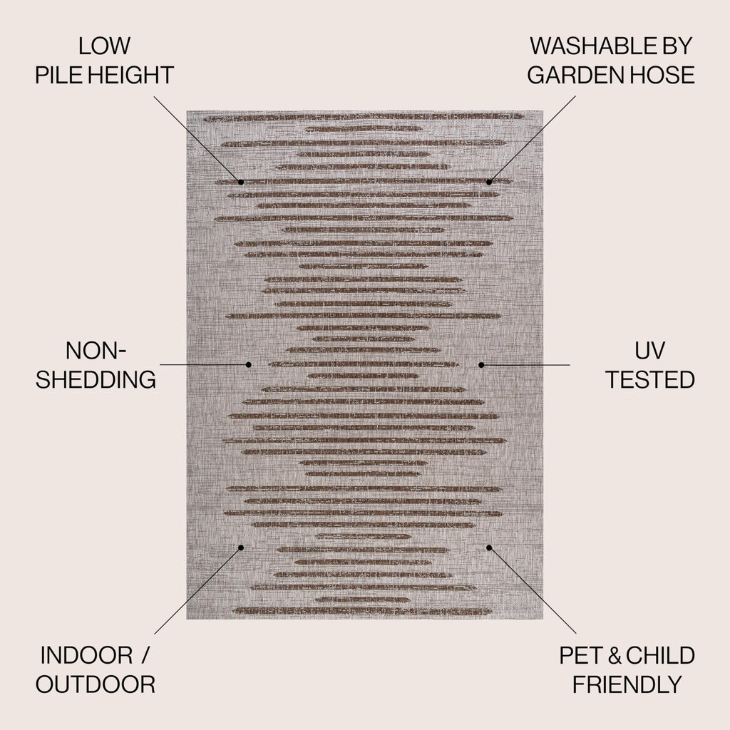 Jonathan Y Smb124A-3 Zolak Berber Stripe Geometric Indoor Outdoor Area-Rug Bohemian Contemporary Easy-Cleaning Bedroom Kitchen Backyard Patio Non Shedding, 3 X 5, Beige/Brown