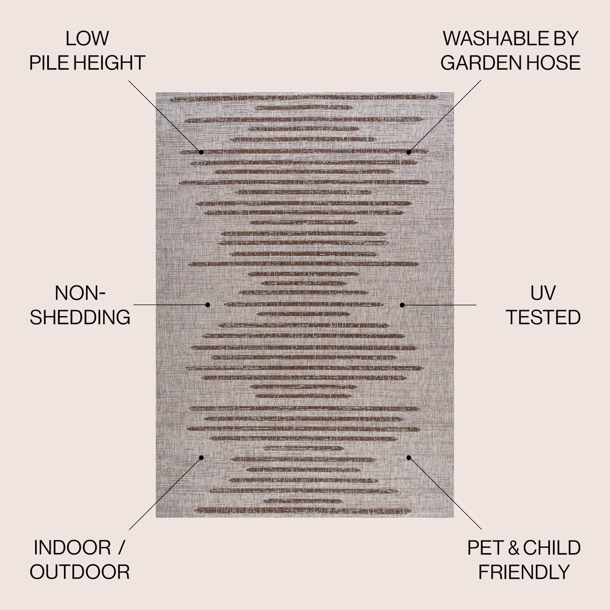 Jonathan Y Smb124A-3 Zolak Berber Stripe Geometric Indoor Outdoor Area-Rug Bohemian Contemporary Easy-Cleaning Bedroom Kitchen Backyard Patio Non Shedding, 3 X 5, Beige/Brown