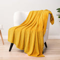 Pavilia Mustard Yellow Throw Blanket For Couch Bed, Soft Fleece Throws For Sofa Chair, Fuzzy Waffle Textured Blanket, Cozy Warm