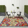 Nourison Aloha Indoor/Outdoor Red/Multi 9'6' X 13' Area Rug, Easy Cleaning, Non Shedding, Bed Room, Living Room, Dining Room, D