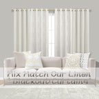 Mrs.Naturall Off White Damask Moroccan Pattern 3D Jacquard Embossed Embroidered Curtains 63 Inches Long For Bedroom Living Room 2 Panels Set Cream