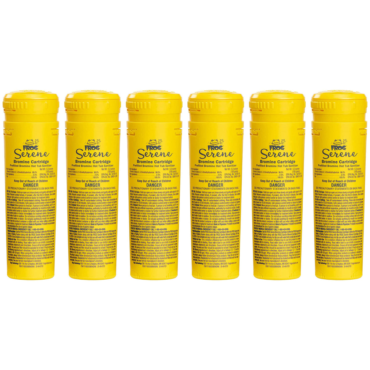 6 Frog Serene Bromine Replacement Cartridges For Hot Tubs For Use Only With Frog Serene In-Line And Floating Sanitizing Systems