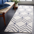 SAFAVIEH Adirondack Collection Runner Rug - 26 x 8, Light Grey & Navy, Modern Geometric Design, Non-Shedding & Easy Care, Idea