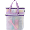 S&T INC. Mesh Shower Caddy, Shower Bag for Dorm Room Essentials, Gym Bag, Camping and More, Two Zippered Pockets, White and Purp