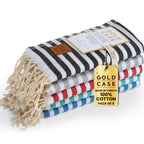 GOLD CASE HOME COLLECTION Myra Turkish Hand Towels for Bathroom Set of 5-100% Cotton Luxury Decorative Towels - Kitchen & Hotel 