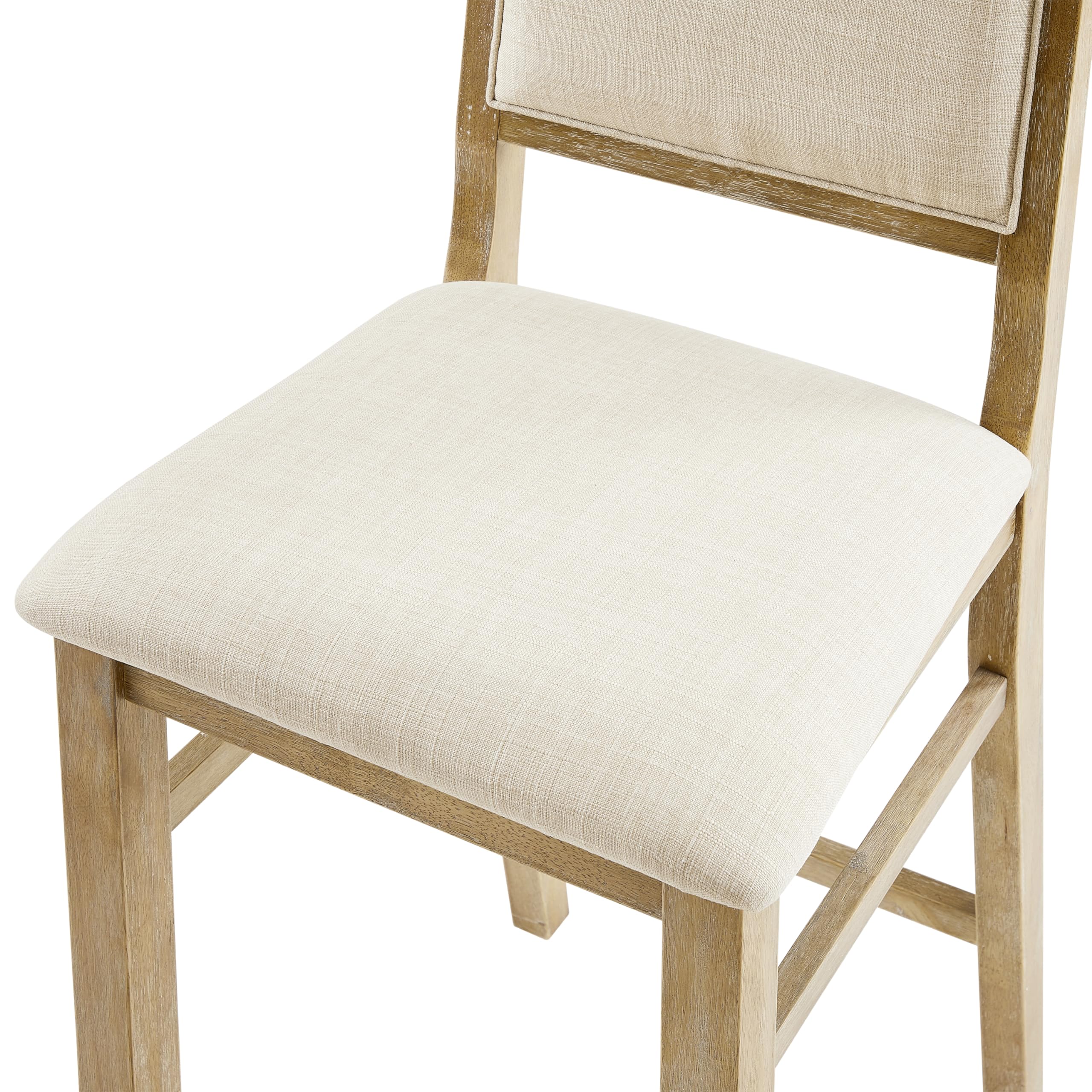 Crosley Furniture Joanna Farmhouse Upholstered Wood Counter Height Bar Stools Set of 2 for Kitchen Island, Rustic Brown/Creme