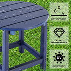 Lzrs Round Adirondack Side Table End Table, Outdoor Side Tables For Patio, Backyard,Pool, Indoor Companion, Easy Maintenance & Weather Resistant(Navy Blue)