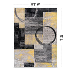 Rugshop Contemporary Abstract Circle Design Soft Area Rug 8'8'' X 12' Yellow