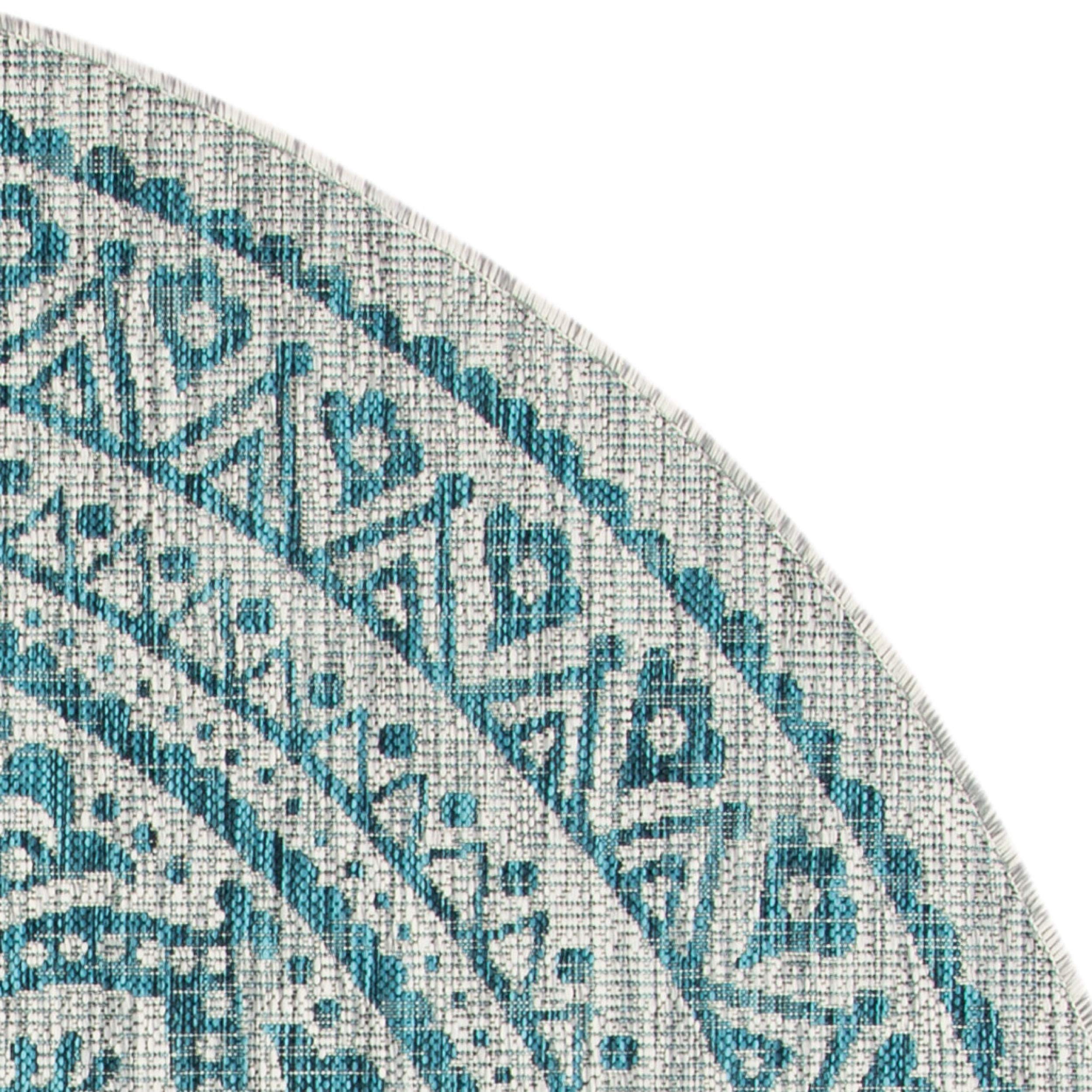 Safavieh Courtyard Collection 80.4' X 80.4' Grey / Teal Cy8734 Indoor-Outdoor Waterproof Easy-Cleaning Patio Backyard Mudroom Area-Rug