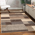 SUPERIOR Indoor Area Rug, Jute Backed, Modern Geometric Patchwork Floor Decor for Bedroom, Office, Living Room, Entryway, Hardwo