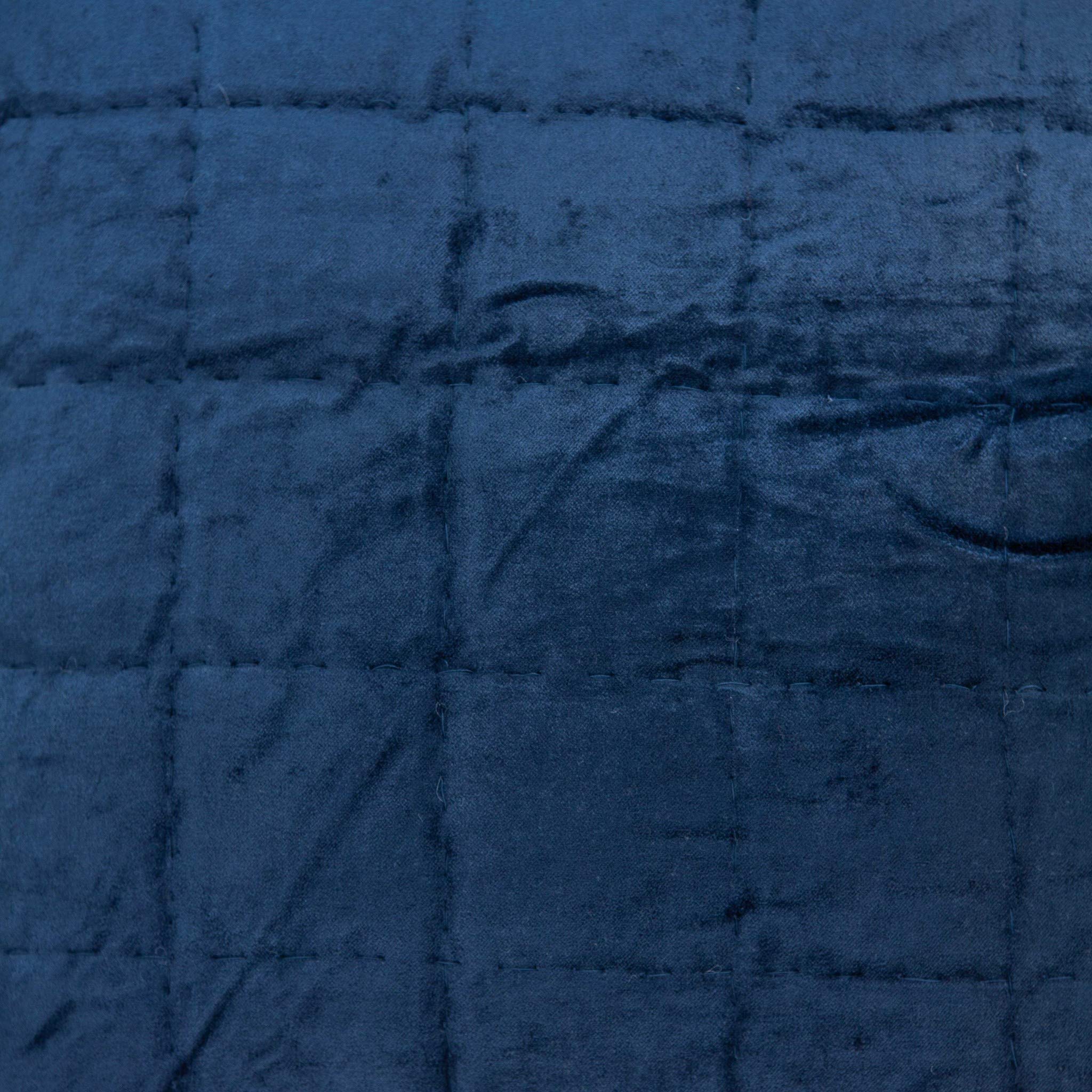 HomeRoots 50% Cotton, 50% Viscose 20' x 7' x 20' Transitional Navy Blue Quilted Pillow Cover with Poly Insert