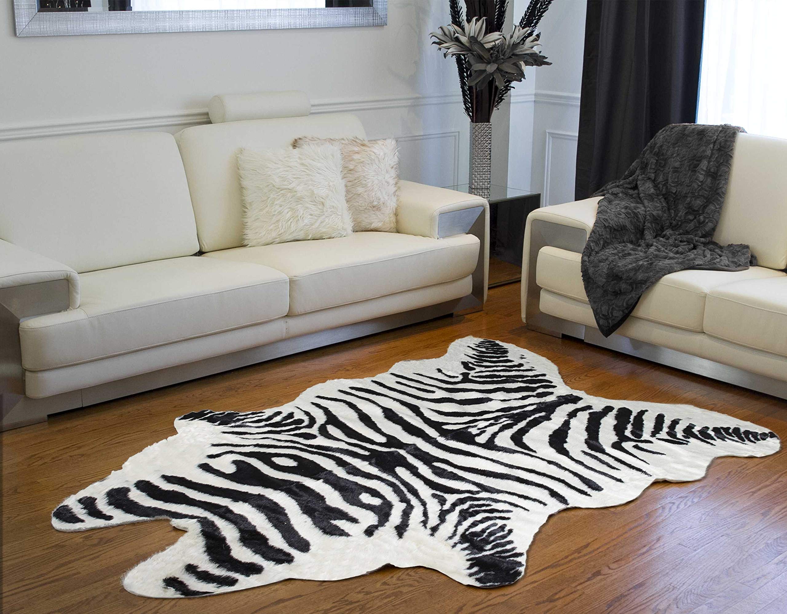 HomeRoots Decor 63-inch x 90-inch Zebra Black and White Faux Hide - Area Rug