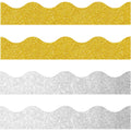 Scalloped Borders Trim - Glitter Gold & Silver Decorative Poster Borders