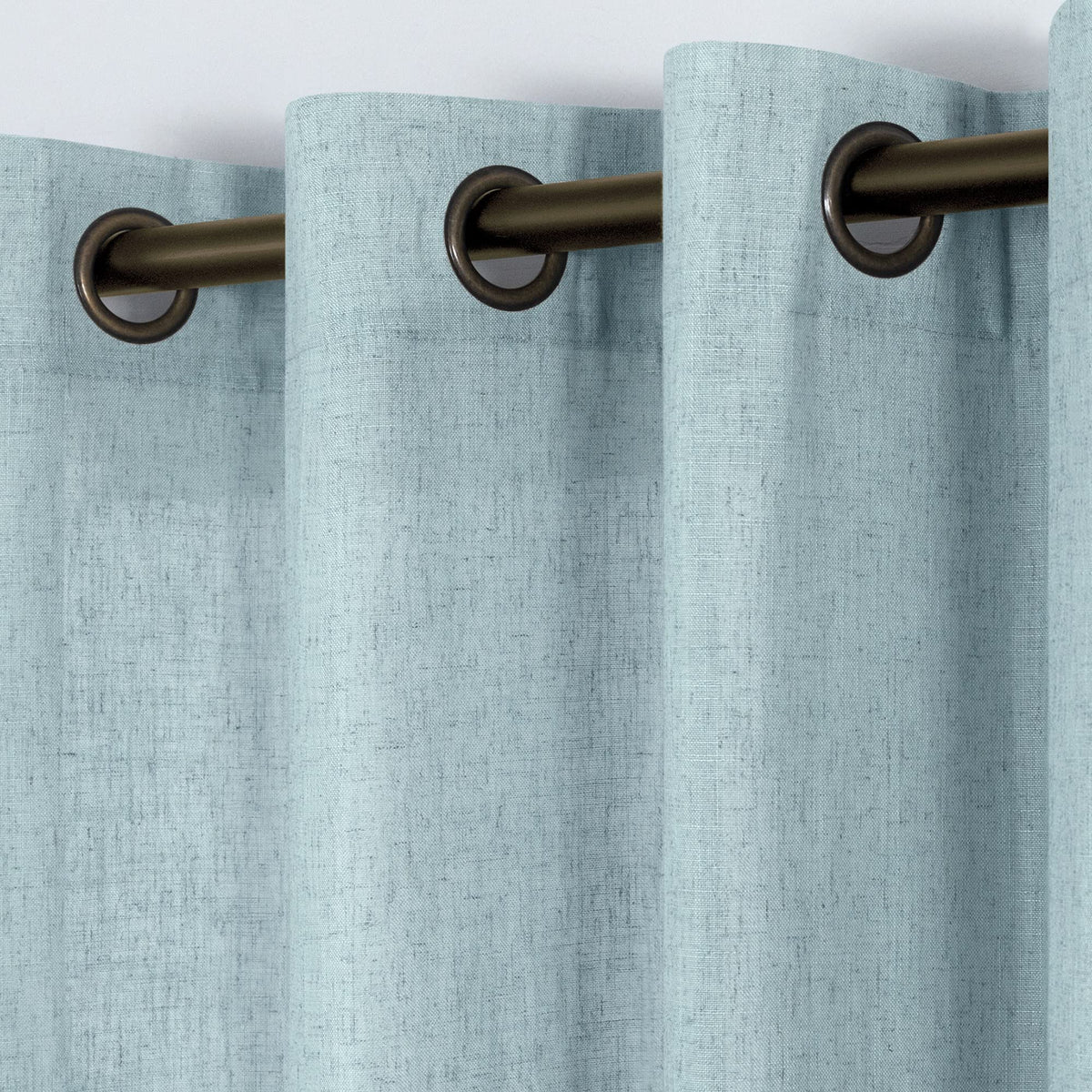 Koufall Seafoam Aqua Linen Curtains 96 Inches Long,Grommet Sheer Linen Curtain For Living Room,52X96 Inch Length 2 Panels