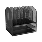 Safco, Onyx Desk Organizer With 6 Vertical & 2 Horizontal Trays , File Organizer For Home, Office, Classroom & More, Steel Mesh