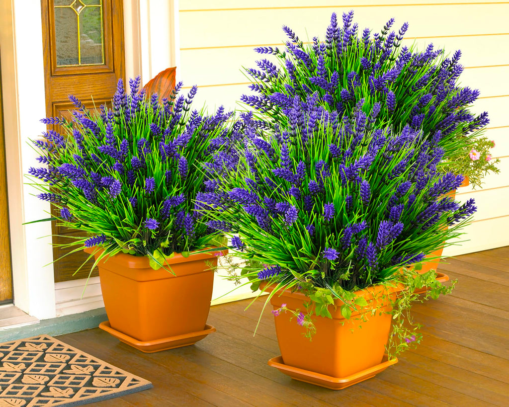 Tstweto Artificial Plants Outdoor, 22 Pcs Fake Flowers Uv Resistant Outdoor Fake Plants, Lavender Artificial Flowers Plastic Fak