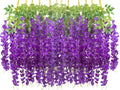 AITISOR 24 Pack Artificial Fake Wisteria Vine Ratta (3.75 Feet) Hanging Garland Silk Flowers String Home Party Wedding Decor (Bl