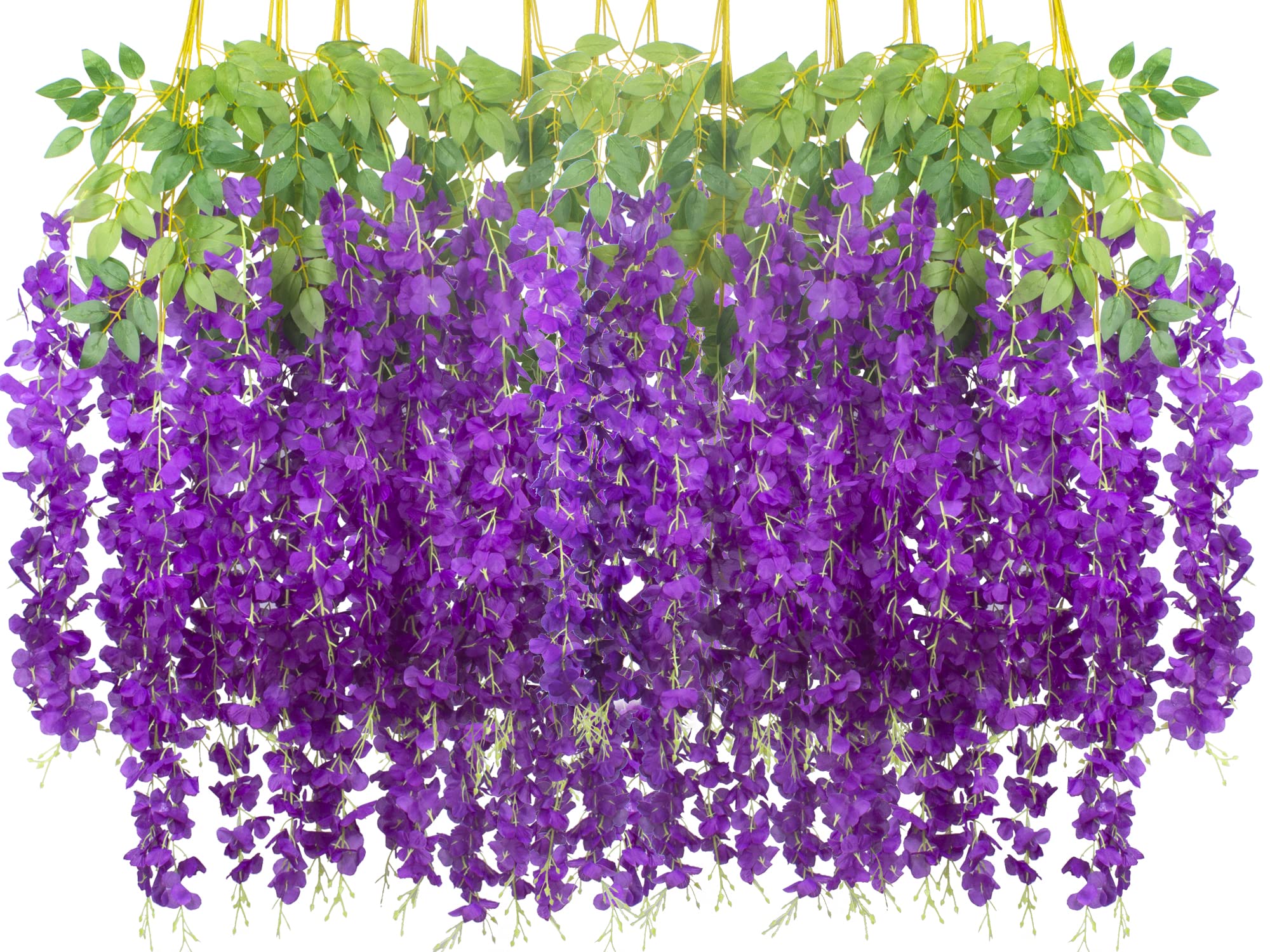 AITISOR 24 Pack Artificial Fake Wisteria Vine Ratta (3.75 Feet) Hanging Garland Silk Flowers String Home Party Wedding Decor (Bl