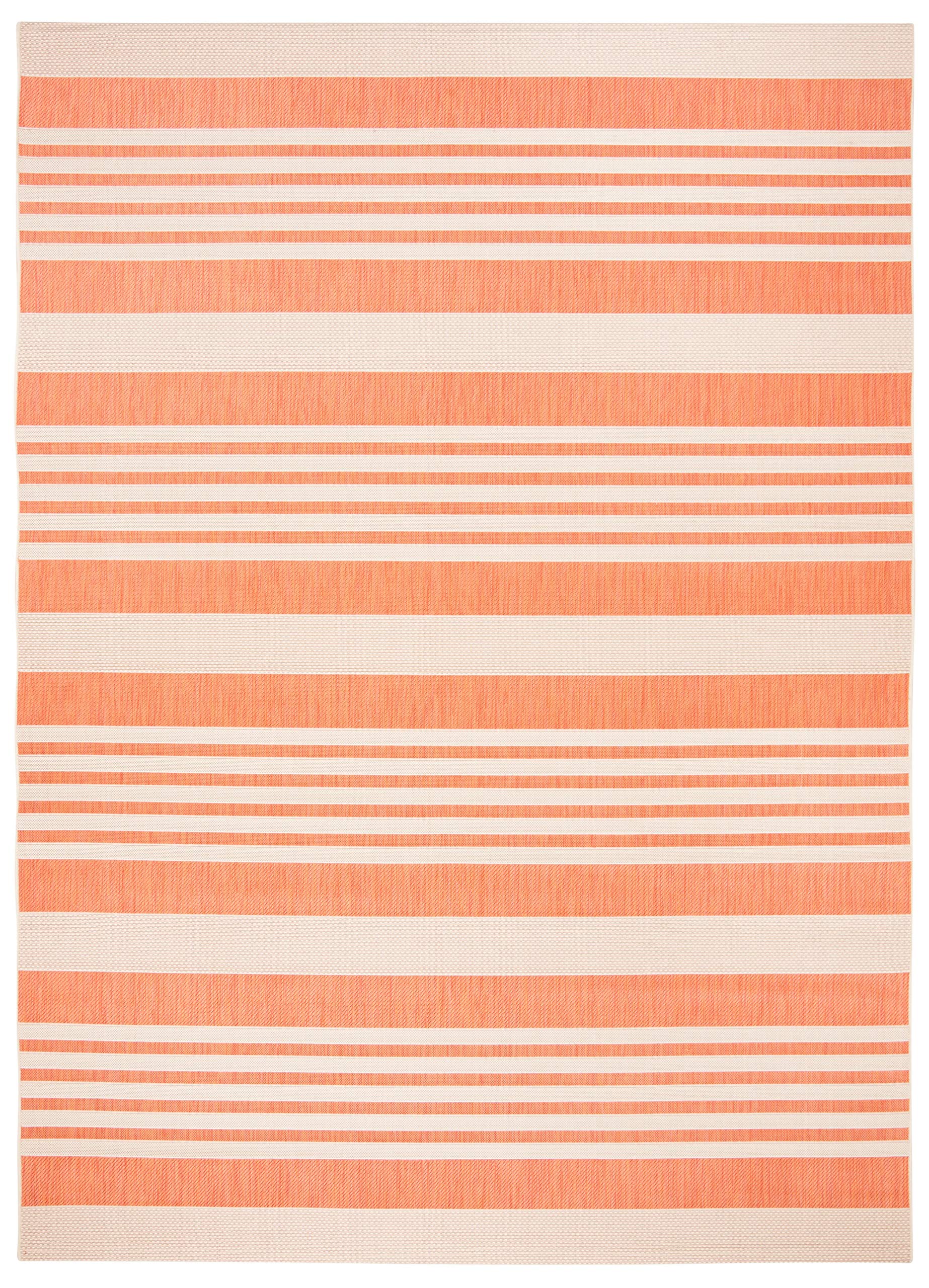 SAFAVIEH Courtyard Collection Area Rug - 8' x 10', Terracotta & Beige, Stripe Design, Non-Shedding & Easy Care, Indoor/Outdoor &