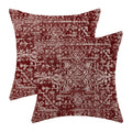 Boho Pillow Covers 20X20 Set Of 2, Burgandy Red Carpet Pattern Decorative Throw Pillows Linen Ethnic Design Bohemian Farmhouse C