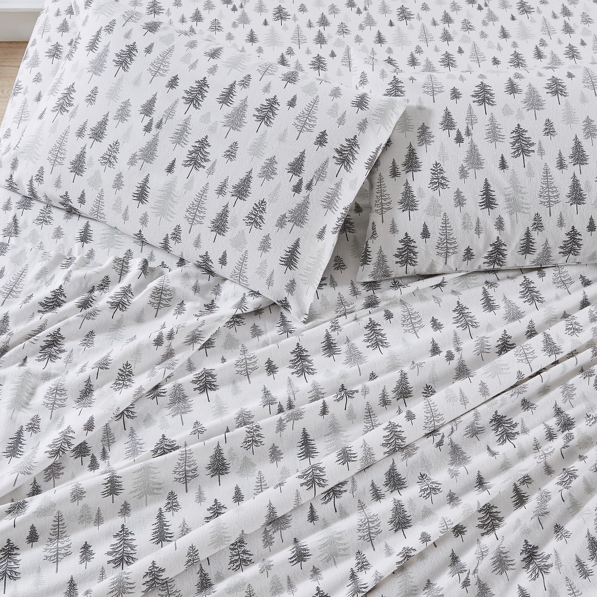 100% Turkish Cotton Twin Size Flannel Bed Sheet Set - Novelty Printed Cotton Bedding Sheets & Pillowcases - Double-Brushed Flann
