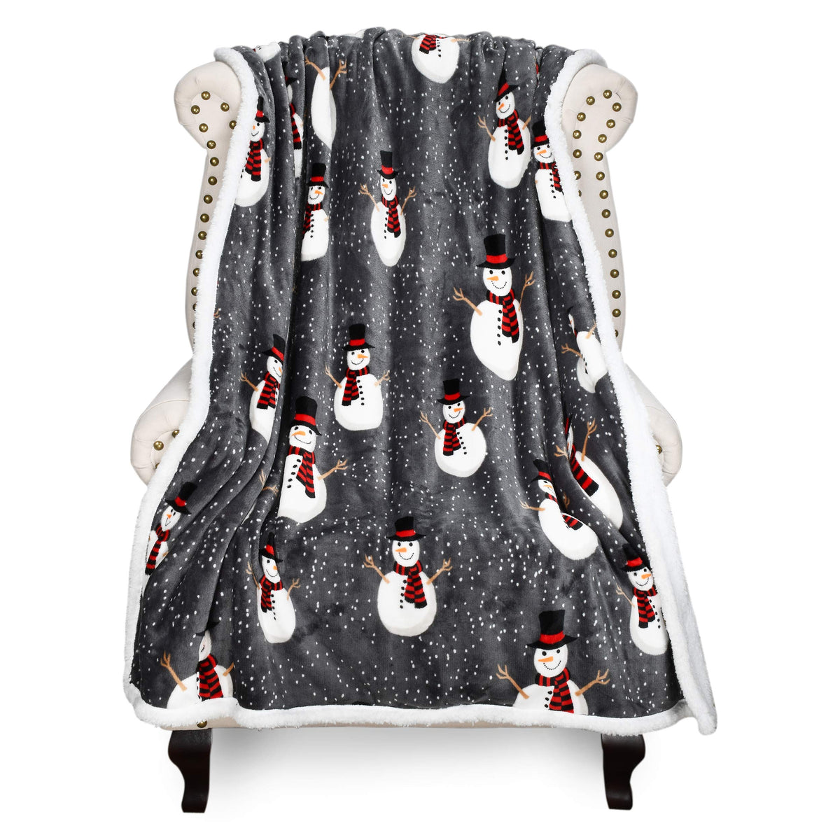 Catalonia Snowman Blanket, Holiday Theme Sherpa Fleece Throw, Blanket For Couch And Bed, Christmas Blanket | Super Soft, Comfy,