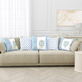 Blocks Of India Hand Block Printed Cotton Cushion Cover (16 X 16 Inches) (Blue Green Half)
