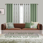 Mrs.Naturall Sage Green Curtains 102 Inches Long For Living Room 2 Panels Set,Heat Blocking Thermal Insulated Boho Blackout Grom