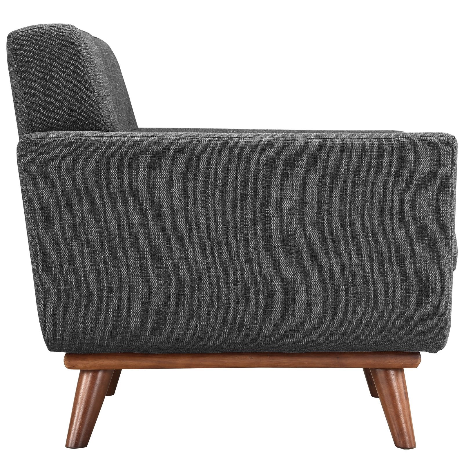 Modway Engage Mid-Century Modern Upholstered Fabric Two Armchair Set in Gray
