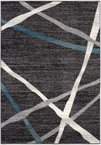 HomeRoots Grey 100% Twisted Polyester 7â€ x 9â€ Distressed Black and Gray Abstract Area Rug