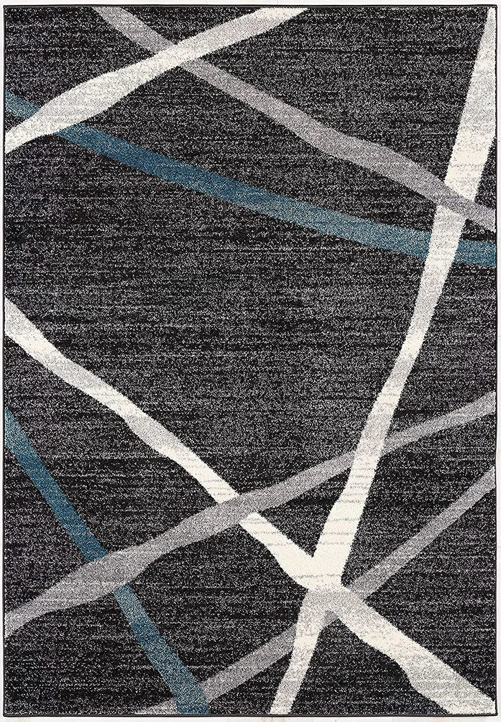 HomeRoots Grey 100% Twisted Polyester 8â€ x 11â€ Distressed Black and Gray Abstract Area Rug