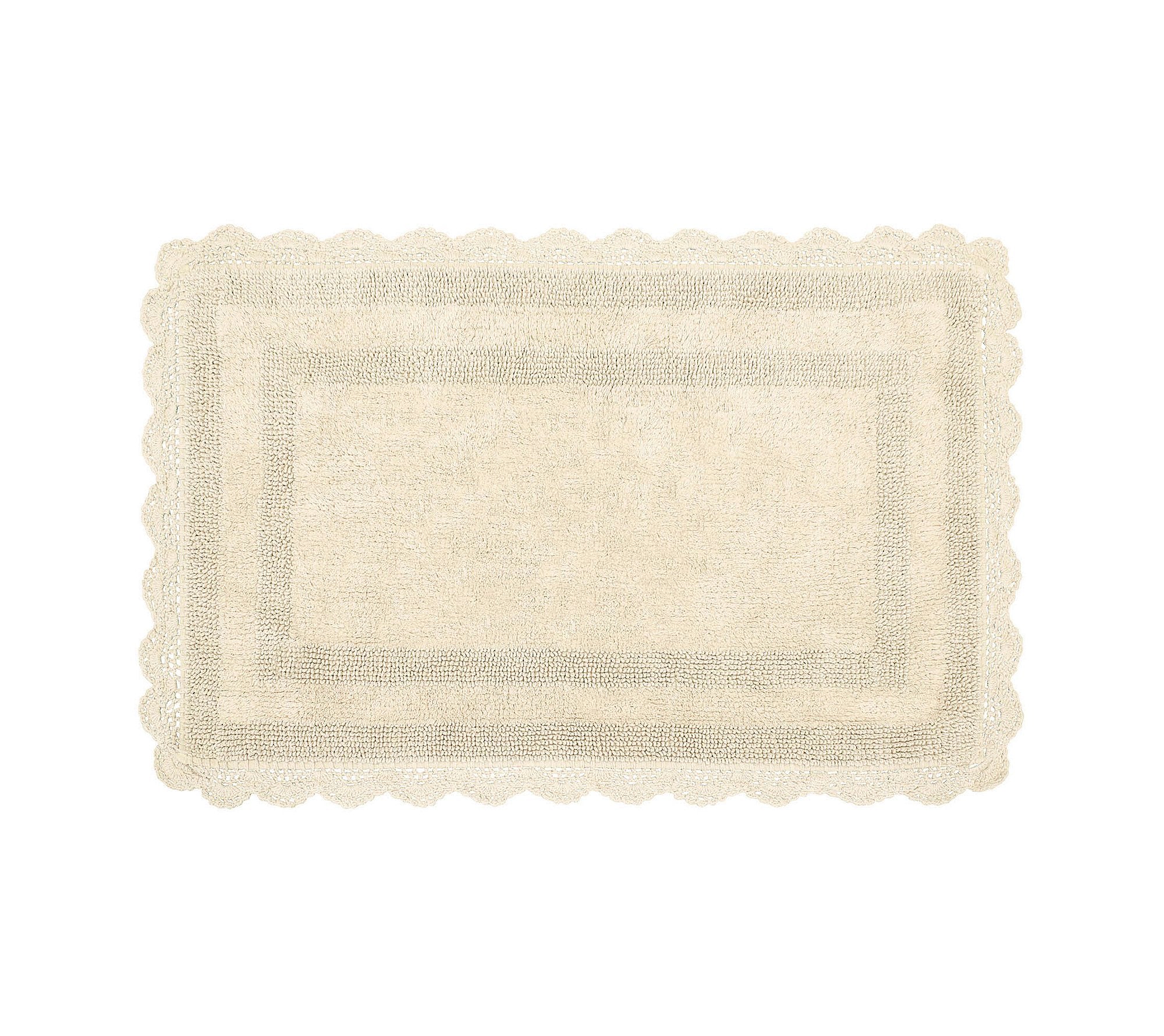 Laura Ashley Crochet Cotton 24x40 Bath Rug, Linen
