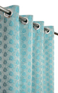 Purav Light Floral Design Jacquard Blackout Jute Curtains for Door 7 Feet Living Room Bedroom,Thermal Insulated Curtains for Doo