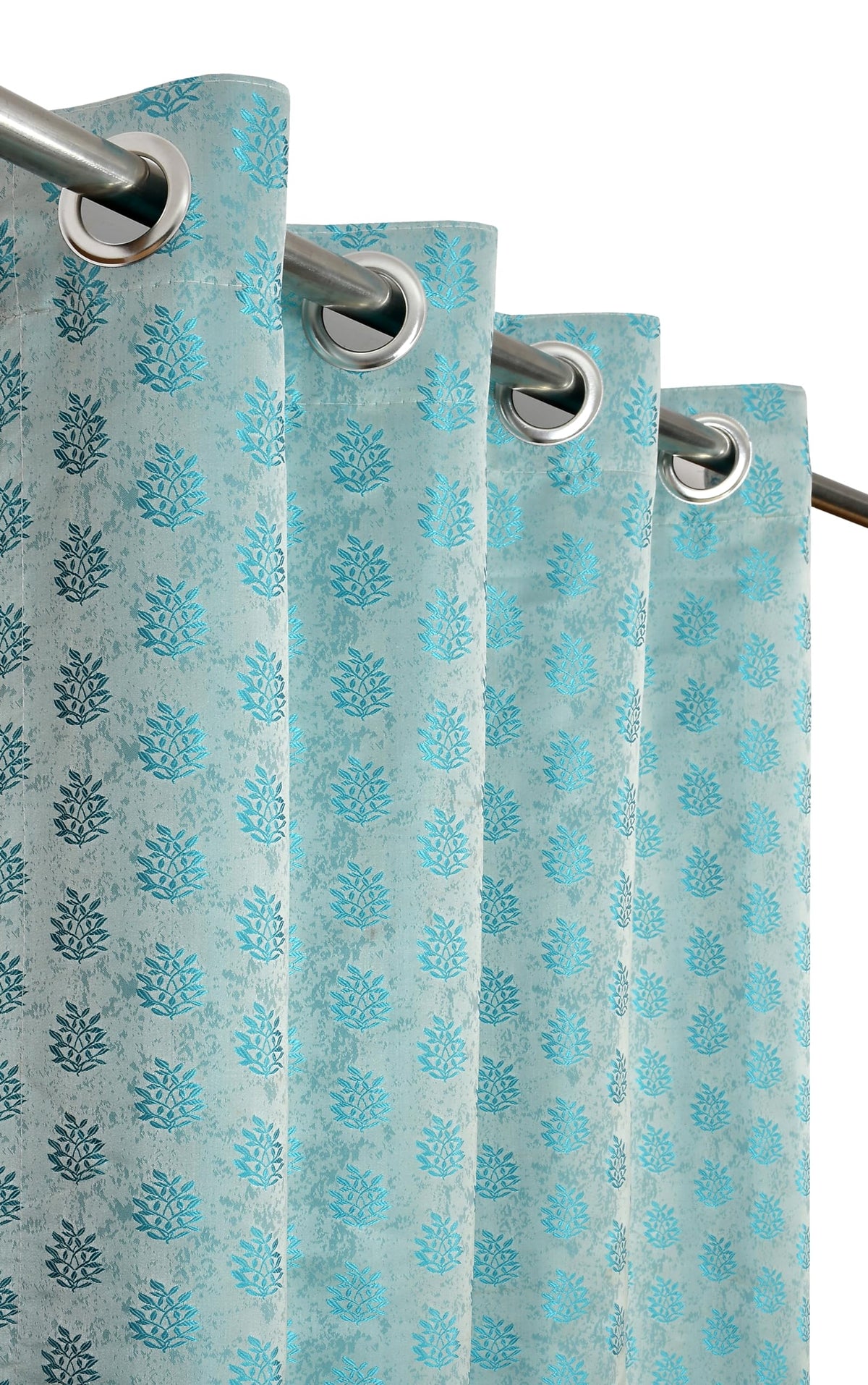 Purav Light Floral Design Jacquard Blackout Jute Curtains for Door 7 Feet Living Room Bedroom,Thermal Insulated Curtains for Doo